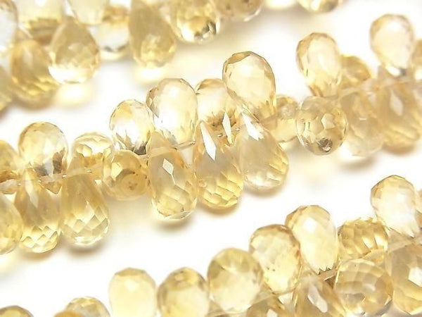 [Video]High Quality Citrine AAA Drop Faceted Briolette half or 1strand beads (aprx.6inch/16cm)