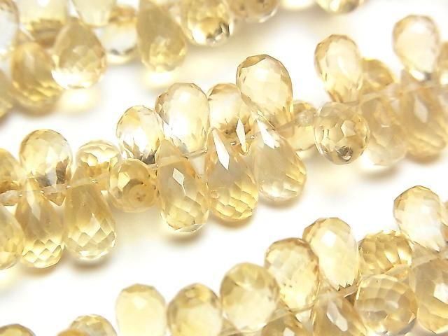 [Video]High Quality Citrine AAA Drop Faceted Briolette half or 1strand beads (aprx.6inch/16cm)
