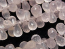 [Video]High Quality Rose Quartz AAA- Drop Faceted Briolette 1strand beads (aprx.6inch/16cm)