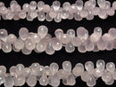 [Video]High Quality Rose Quartz AAA- Drop Faceted Briolette 1strand beads (aprx.6inch/16cm)