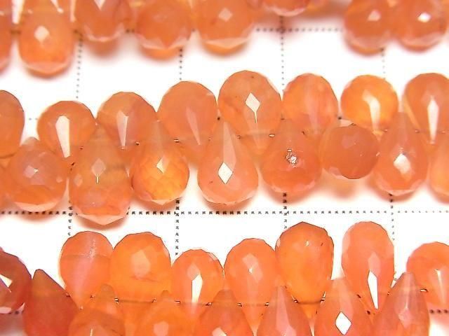 [Video] Carnelian AAA- Drop Faceted Briolette [Small] 1 strand beads (approx. 6 inches/16 cm)