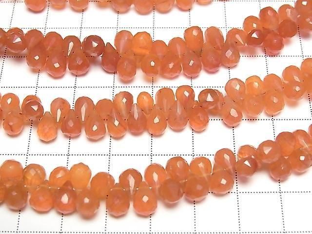 [Video] Carnelian AAA- Drop Faceted Briolette [Small] 1 strand beads (approx. 6 inches/16 cm)