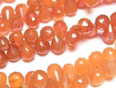 [Video] Carnelian AAA- Drop Faceted Briolette [M size] 1 strand beads (approx. 6 inches/16 cm)