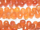 [Video] Carnelian AAA- Drop Faceted Briolette [M size] 1 strand beads (approx. 6 inches/16 cm)