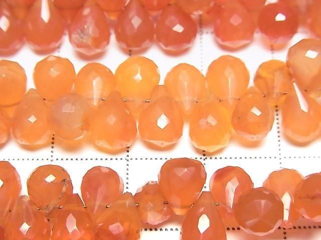 [Video] Carnelian AAA- Drop Faceted Briolette [M size] 1 strand beads (approx. 6 inches/16 cm)