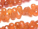 [Video] Carnelian AAA- Drop Faceted Briolette [Large] 1 strand beads (approx. 6 inches/16 cm)