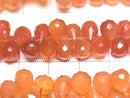 [Video] Carnelian AAA- Drop Faceted Briolette [Large] 1 strand beads (approx. 6 inches/16 cm)