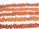 [Video] Carnelian AAA- Drop Faceted Briolette [Large] 1 strand beads (approx. 6 inches/16 cm)