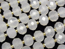 [Video] High Quality! White Chalcedony Faceted Button Rondelle 8x8x6mm 1strand beads (approx. 15 inches/36 cm)