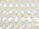 [Video] High Quality! White Chalcedony Faceted Button Rondelle 8x8x6mm 1strand beads (approx. 15 inches/36 cm)