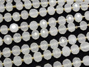[Video] High Quality! White Chalcedony Faceted Button Rondelle 8x8x6mm 1strand beads (approx. 15 inches/36 cm)