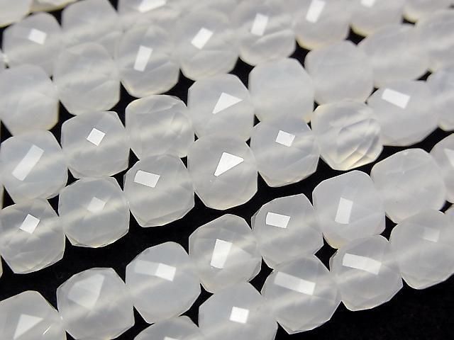 [Video] High Quality! White Chalcedony Cube Shape 7x7x7mm 1strand beads (approx. 15 inches/36 cm)