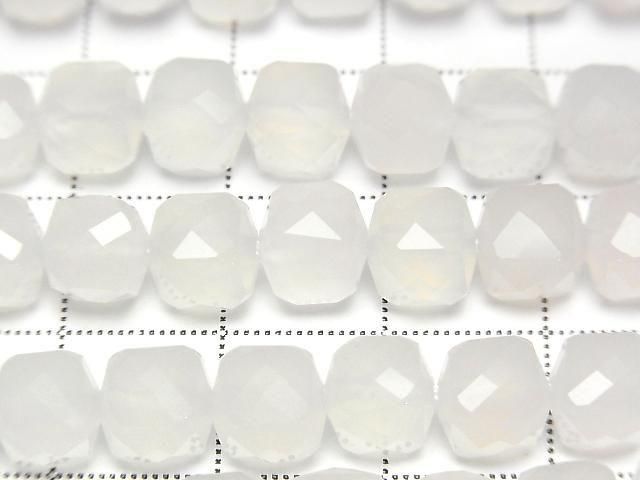 [Video] High Quality! White Chalcedony Cube Shape 7x7x7mm 1strand beads (approx. 15 inches/36 cm)