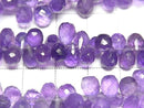 [Video] High Quality Amethyst AA++ Drop Faceted Briolette [Small Size] 1 strand beads (approx. 6 inches/16 cm)