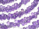 [Video] High Quality Amethyst AA++ Drop Faceted Briolette [M Size] 1 strand beads (approx. 6 inches/16 cm)
