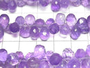 [Video] High Quality Amethyst AA++ Drop Faceted Briolette [Large] 1 strand beads (approx. 6 inches/16 cm)
