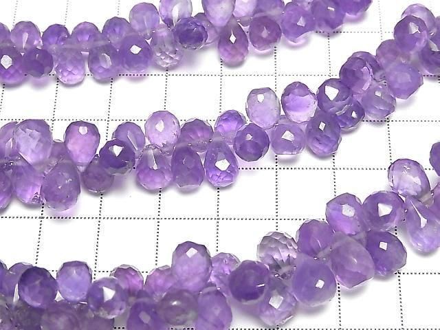 [Video] High Quality Amethyst AA++ Drop Faceted Briolette [Large] 1 strand beads (approx. 6 inches/16 cm)