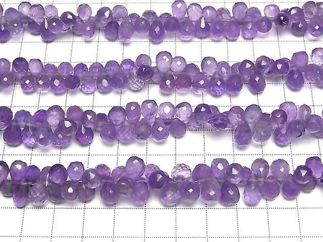 [Video] High Quality Amethyst AA++ Drop Faceted Briolette [Large] 1 strand beads (approx. 6 inches/16 cm)