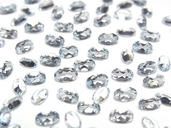 [Video]High Quality Aquamarine AAA Loose stone Oval Faceted 5x3mm 3pcs