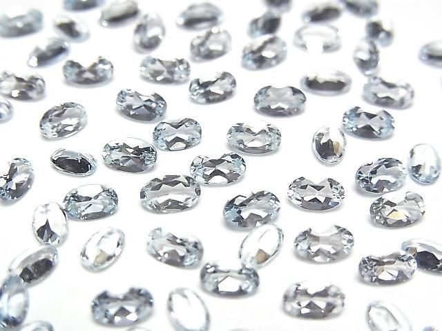 [Video]High Quality Aquamarine AAA Loose stone Oval Faceted 5x3mm 3pcs