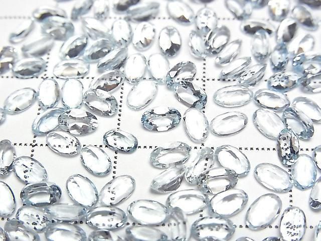 [Video]High Quality Aquamarine AAA Loose stone Oval Faceted 5x3mm 3pcs