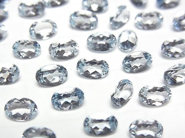 [Video]High Quality Aquamarine AAA Loose stone Oval Faceted 6x4mm 2pcs
