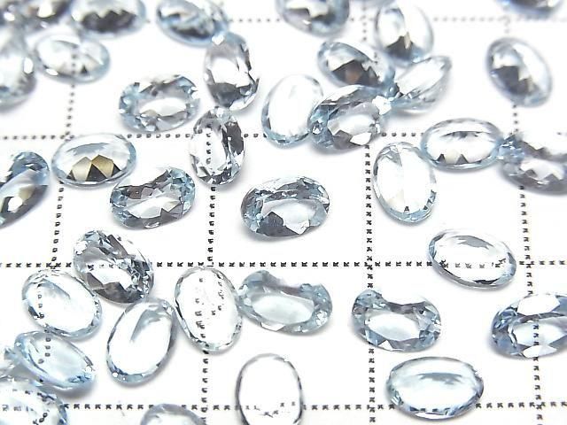 [Video]High Quality Aquamarine AAA Loose stone Oval Faceted 6x4mm 2pcs