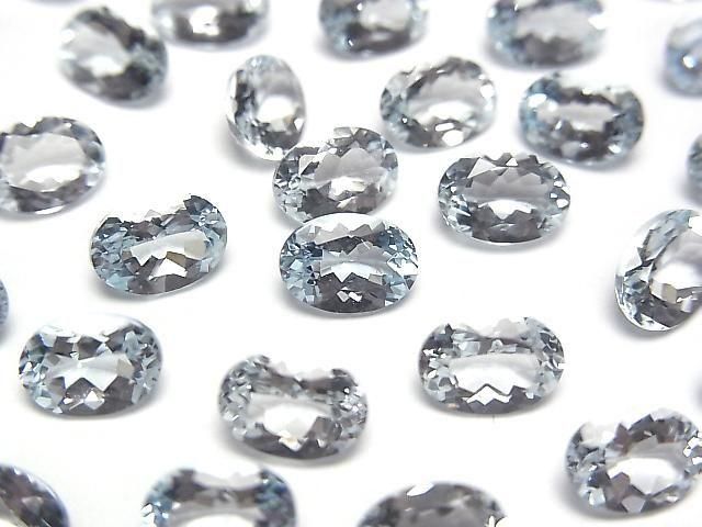 [Video]High Quality Aquamarine AAA Loose stone Oval Faceted 7x5mm 2pcs