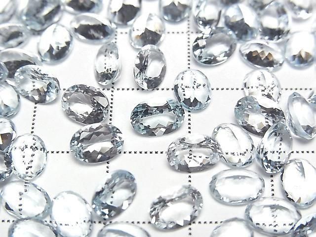 [Video]High Quality Aquamarine AAA Loose stone Oval Faceted 7x5mm 2pcs