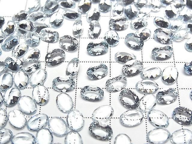 [Video]High Quality Aquamarine AAA Loose stone Oval Faceted 7x5mm 2pcs