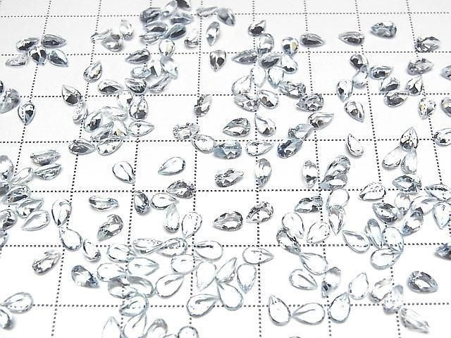 [Video]High Quality Aquamarine AAA Loose stone Pear shape Faceted 5x3mm 4pcs
