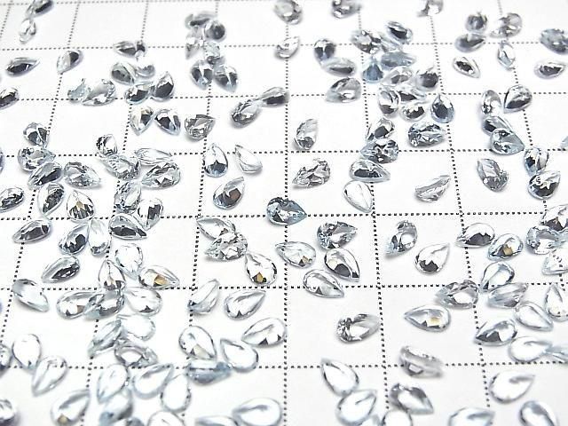[Video]High Quality Aquamarine AAA Loose stone Pear shape Faceted 5x3mm 4pcs