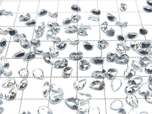 [Video]High Quality Aquamarine AAA Loose stone Pear shape Faceted 6x4mm 3pcs
