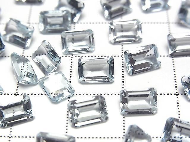 [Video] High Quality Aquamarine AAA Loose Stone Rectangle Faceted 7x5mm 2pcs