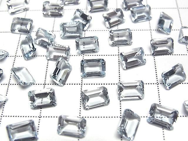 [Video] High Quality Aquamarine AAA Loose Stone Rectangle Faceted 7x5mm 2pcs