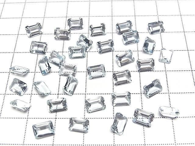 [Video] High Quality Aquamarine AAA Loose Stone Rectangle Faceted 7x5mm 2pcs