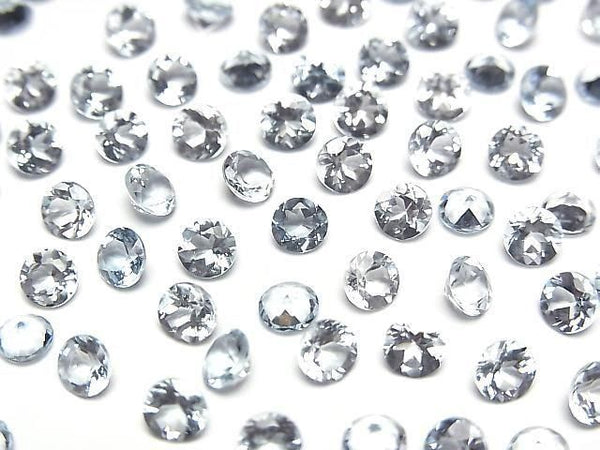 [Video]High Quality Aquamarine AAA Loose stone Round Faceted 4x4mm 3pcs