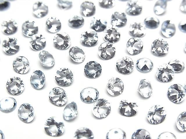 [Video]High Quality Aquamarine AAA Loose stone Round Faceted 4x4mm 3pcs