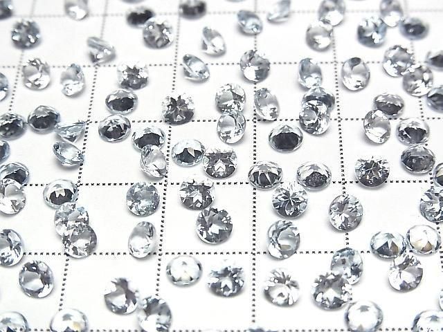 [Video]High Quality Aquamarine AAA Loose stone Round Faceted 4x4mm 3pcs