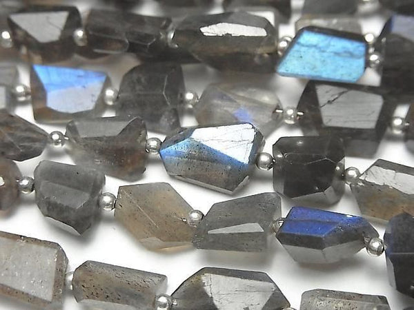 [Video] High Quality Labradorite AA++ Faceted Nugget 1strand beads (approx. 11 inches/28 cm)
