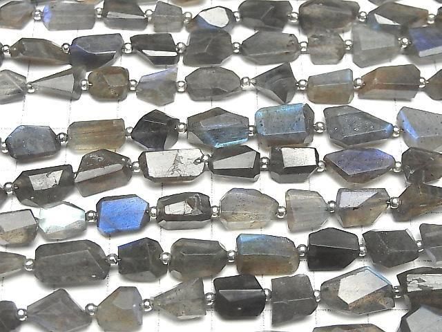 [Video] High Quality Labradorite AA++ Faceted Nugget 1strand beads (approx. 11 inches/28 cm)