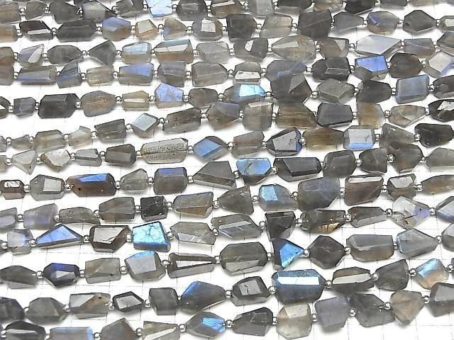 [Video] High Quality Labradorite AA++ Faceted Nugget 1strand beads (approx. 11 inches/28 cm)