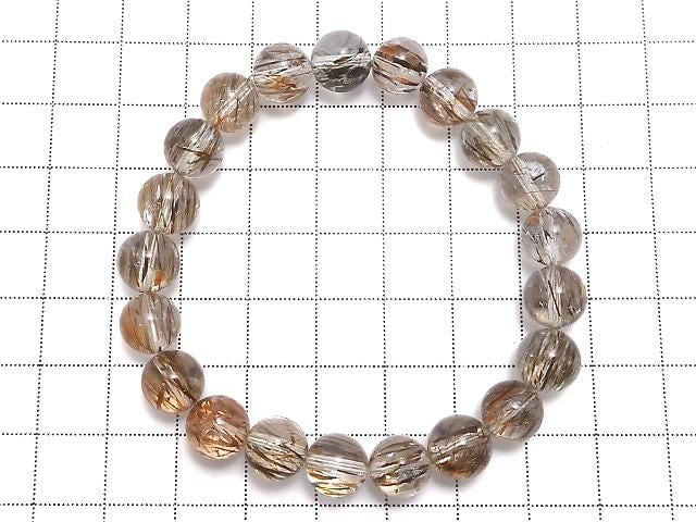[Video][One of a kind] Foliated Mica in Quartz AAA Round 9mm Bracelet NO.1
