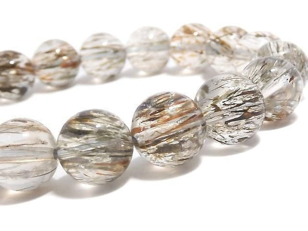 [Video][One of a kind] Foliated Mica in Quartz AAA Round 11mm Bracelet NO.4