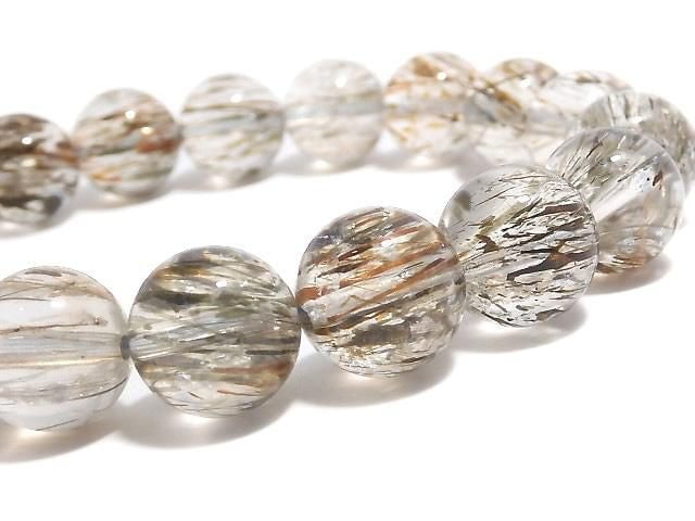 [Video][One of a kind] Foliated Mica in Quartz AAA Round 11mm Bracelet NO.4