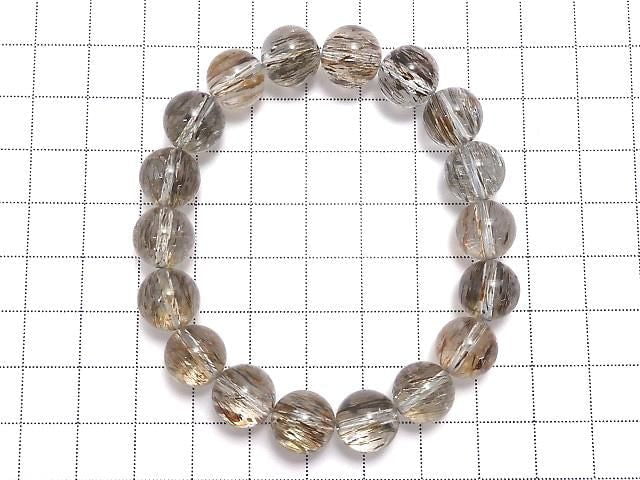 [Video][One of a kind] Foliated Mica in Quartz AAA Round 11mm Bracelet NO.4