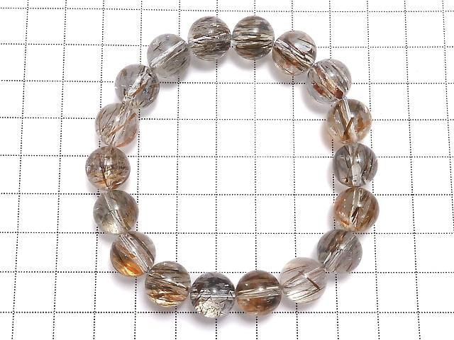 [Video][One of a kind] Foliated Mica in Quartz AAA Round 11.5mm Bracelet NO.6