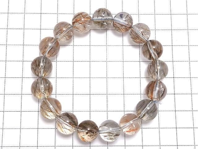 [Video][One of a kind] Foliated Mica in Quartz AAA Round 12.5mm Bracelet NO.7