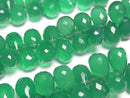 [Video] High Quality Green Onyx AAA Drop Faceted Briolette [Medium Size] Half or 1 Strand Beads (approx. 6 inches/16 cm)