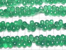 [Video] High Quality Green Onyx AAA Drop Faceted Briolette [Medium Size] Half or 1 Strand Beads (approx. 6 inches/16 cm)